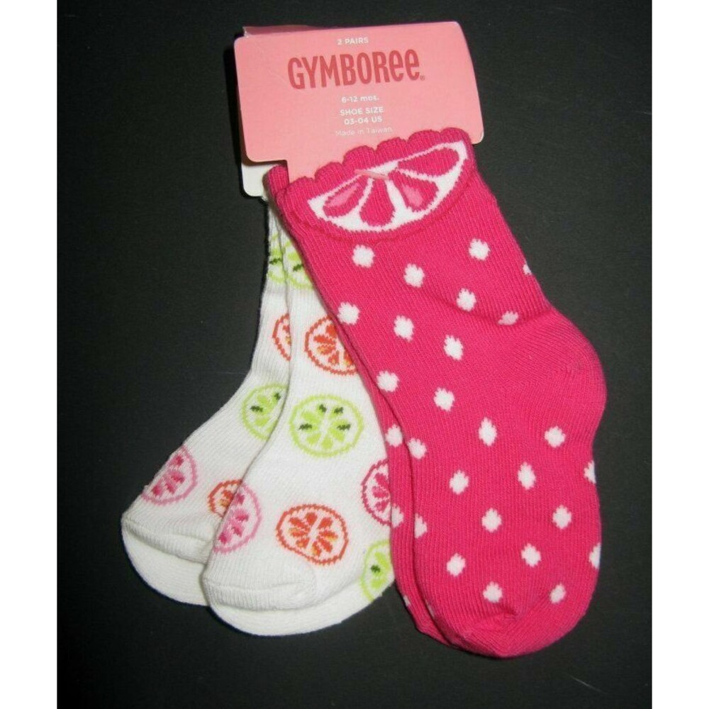 NEW Gymboree baby girl socks 6-12 9M Citrus fruit slice spring picnic pink white